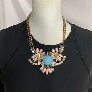Chic Gold, Pink & Black Floral Necklace
